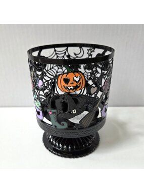 Bath & Body Works Halloween 3 Wick Candle Holder Pedestal Witch Web Bat NEW